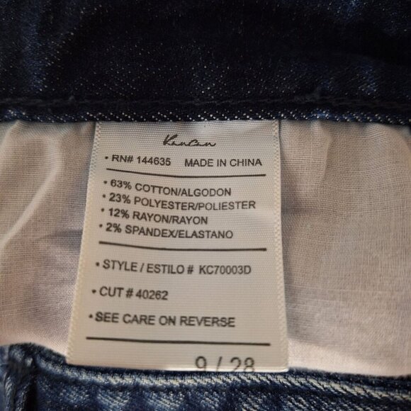 Kancan Cane Mid Rise Slim Straight Jeans Size 9/28 Dark Wash Whiskering - Picture 5 of 6